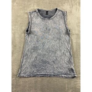 Michelle by Commune Blue Acid Wash Muscle Tank Top Sleeveless M1509T202 Large
